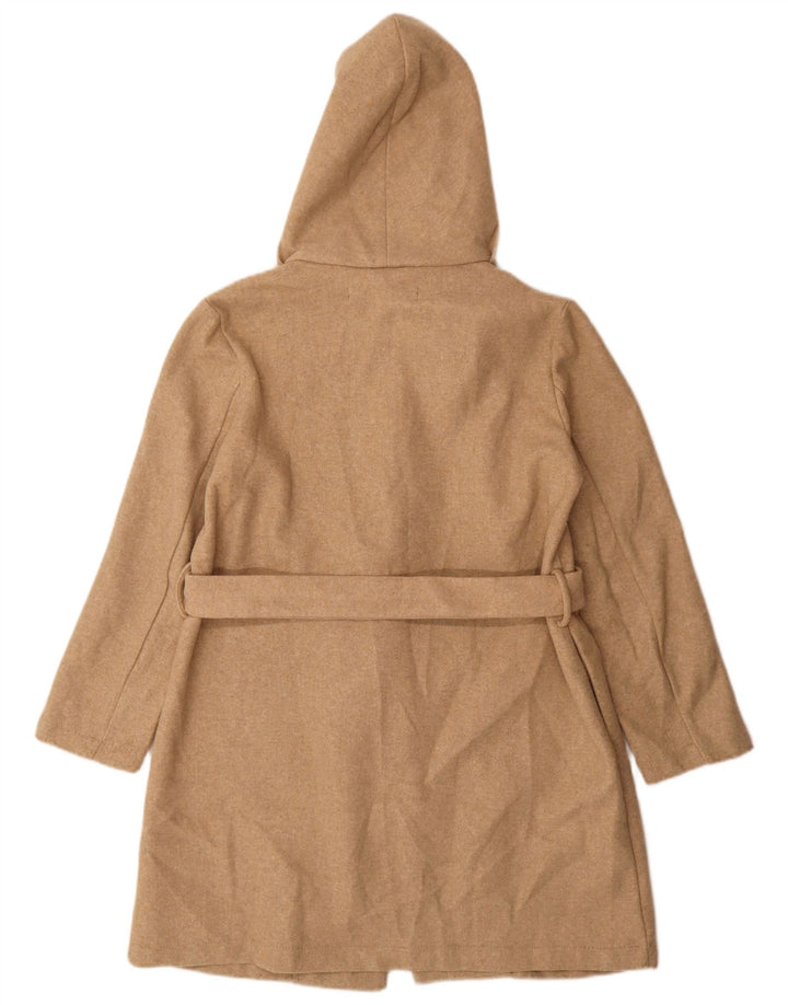 Zara Manteau surdimensionné à capuche pour femme UK 10 Petit polyester beige
