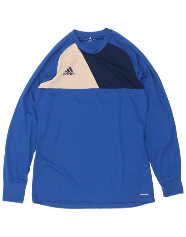 Adidas Hommes Climalite Haut À Manches Longues Bleu Moyen Colorblock Polyester