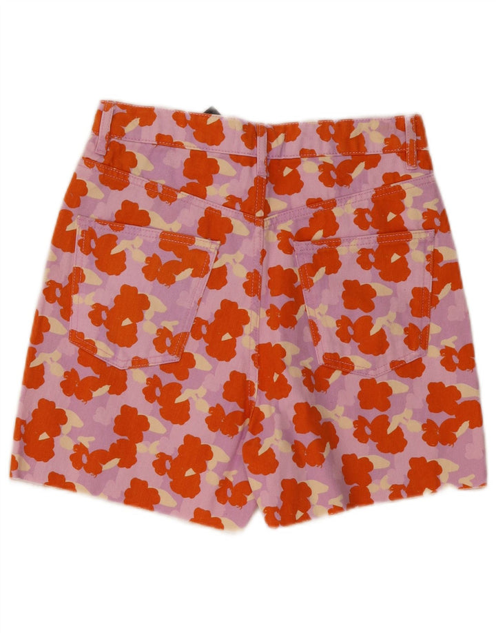 ZARA Short en jean taille haute pour femme EU 36 Small W26 Multicolore Floral