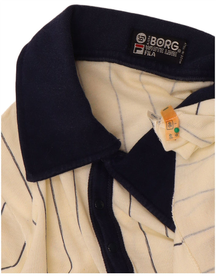 Fila Polo Rugby Homme IT 46 Petit Coton Rayé Blanc