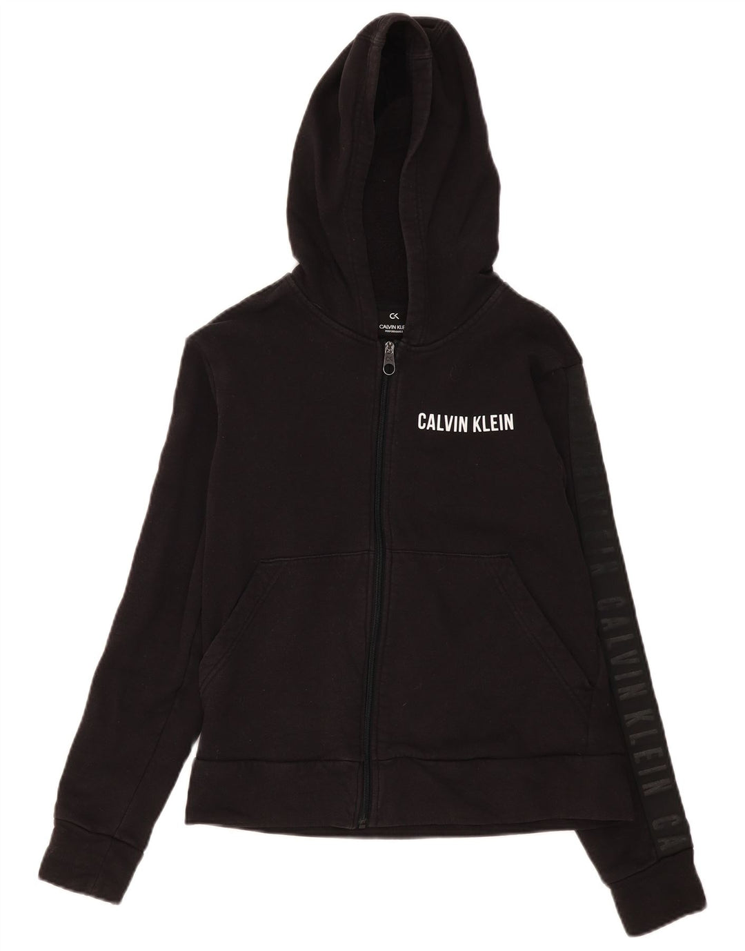 Calvin Klein Pull à capuche zippé Performance pour femme UK 14 Noir moyen