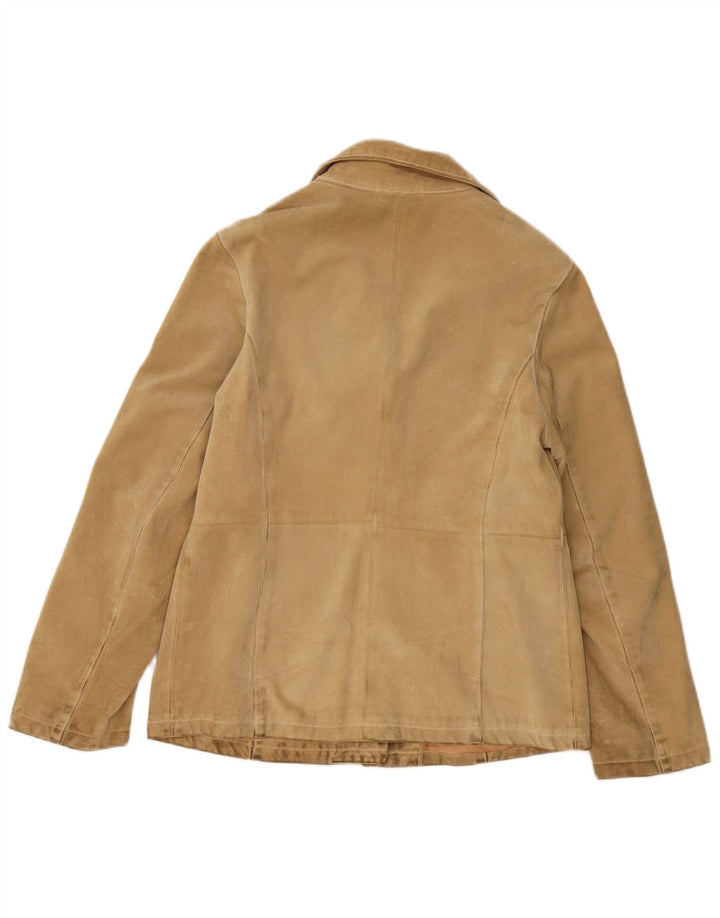 veste en daim femme vintage UK 8 Petit Beige