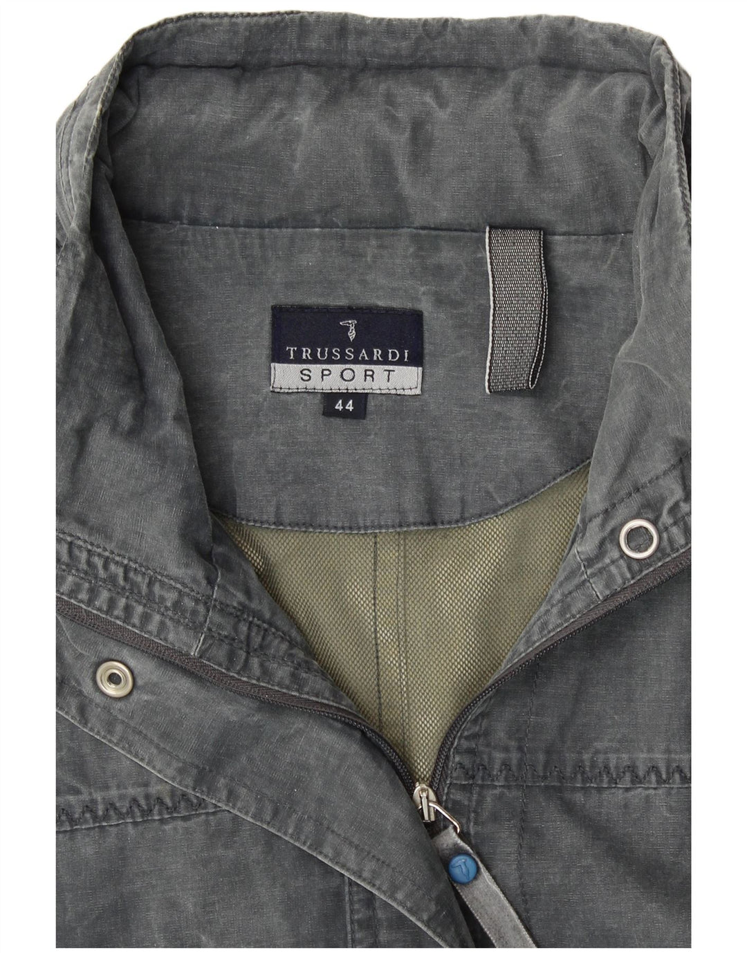 TRUSSARDI Veste Utilitaire à Capuche Femme IT 44 Gris Moyen Coton