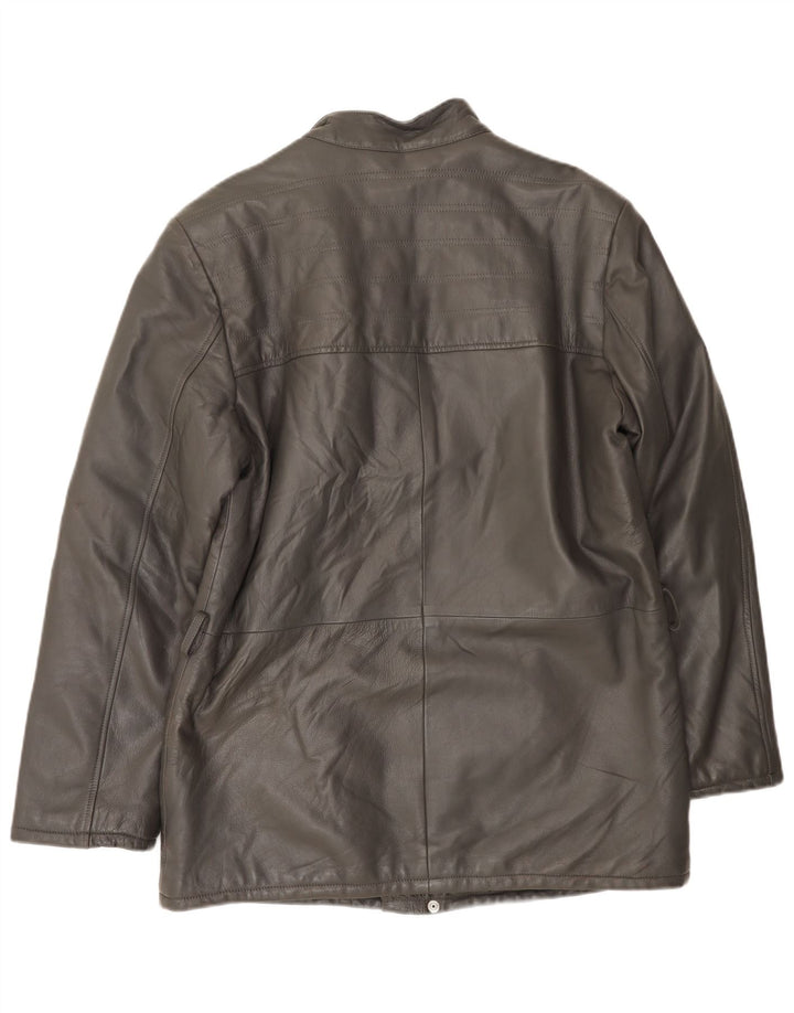 VINTAGE Veste en cuir homme UK 38 Gris moyen