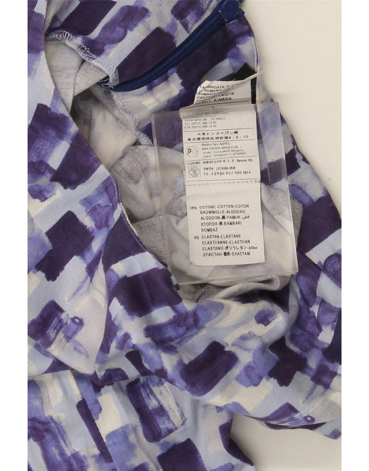 Benetton Robe fourreau pour femme UK 10 Petit coton à carreaux bleu