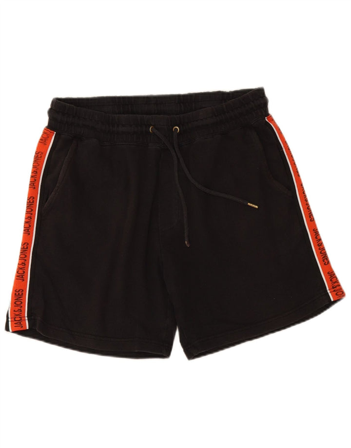 JACK & JONES Short de Sport Graphique Homme Noir Moyen en Coton Colorblock