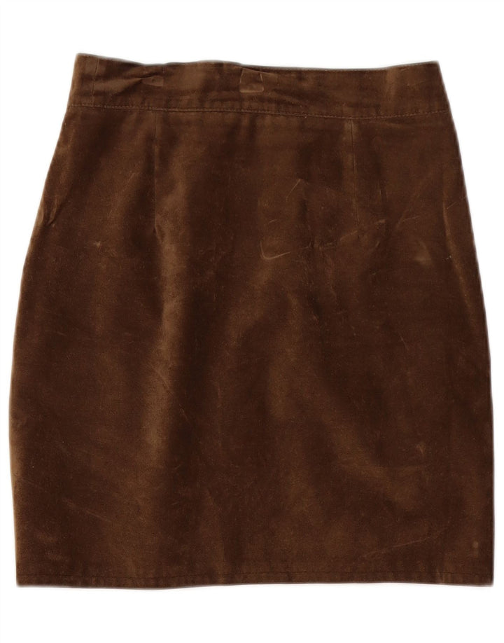 jupe crayon en daim femme vintage W26 Petit Marron