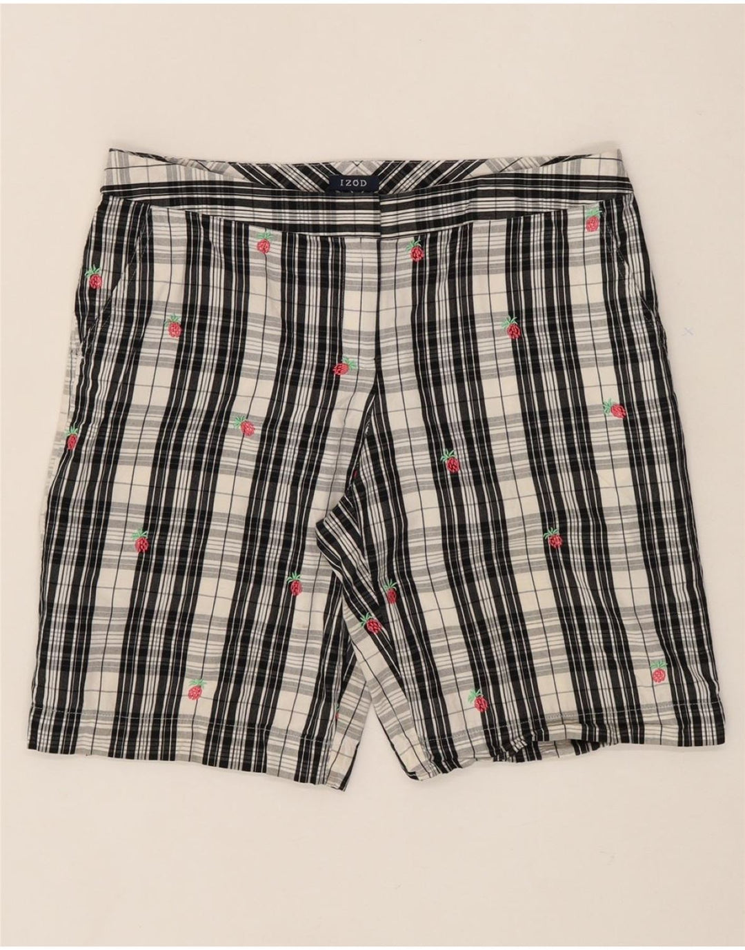 IZOD Womens Chino Shorts US 10 Large W32  Black Check Cotton Vintage Izod and Second-Hand Izod from Messina Hembry 