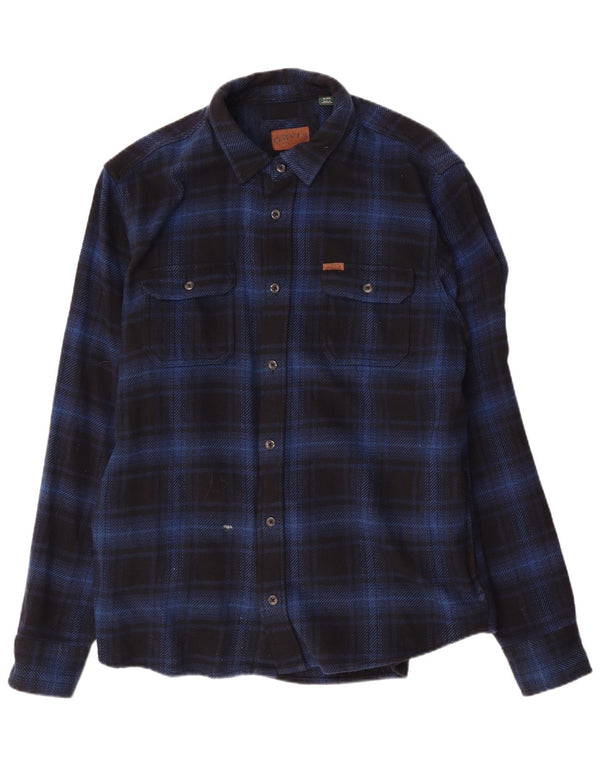 Orvis Chemise en flanelle pour homme XL Bleu marine à carreaux en coton