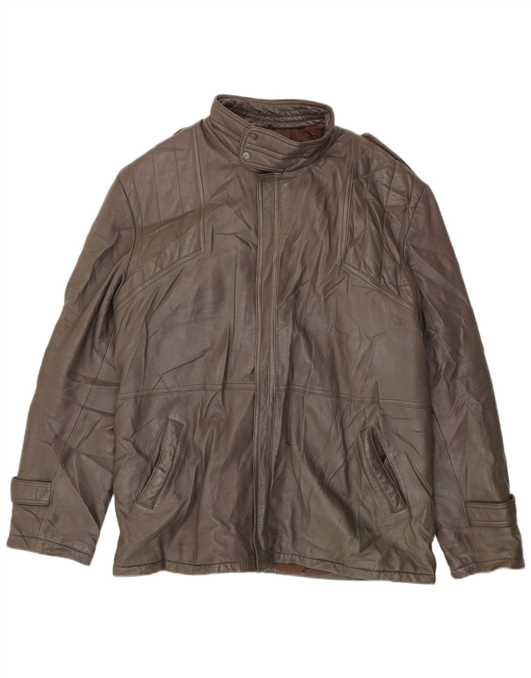 VINTAGE Veste en cuir homme IT 54 2XL Cuir marron