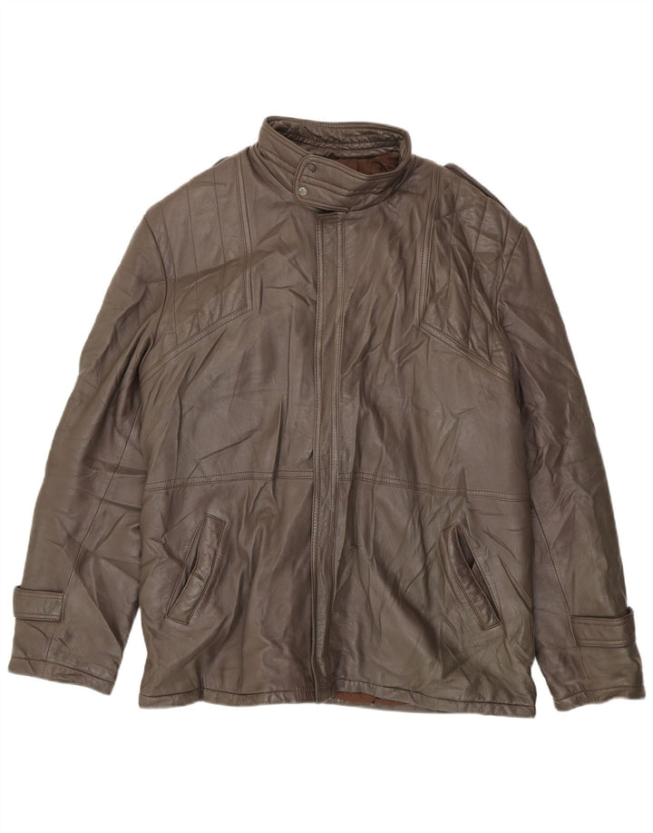 VINTAGE Veste en cuir homme IT 54 2XL Cuir marron