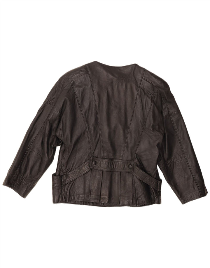 veste en cuir femme vintage UK 10 Petit Noir