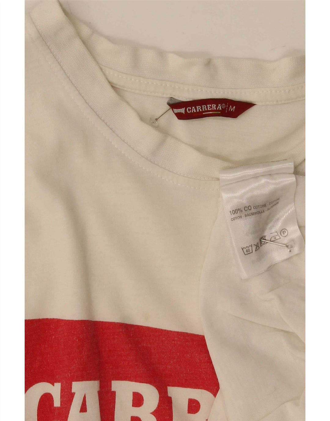 Carrera T-Shirt Graphique Top Coton Blanc Moyen Homme