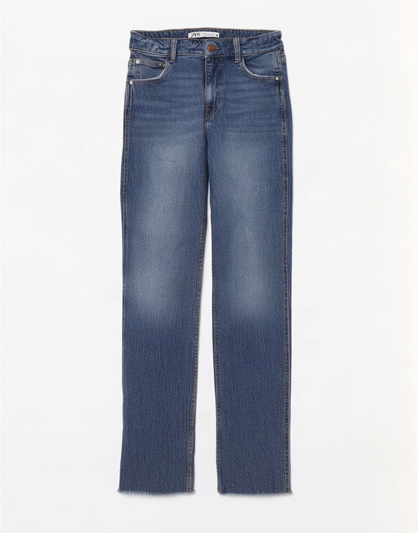 Zara Jean droit femme EU 38 Small W28 L26 coton bleu
