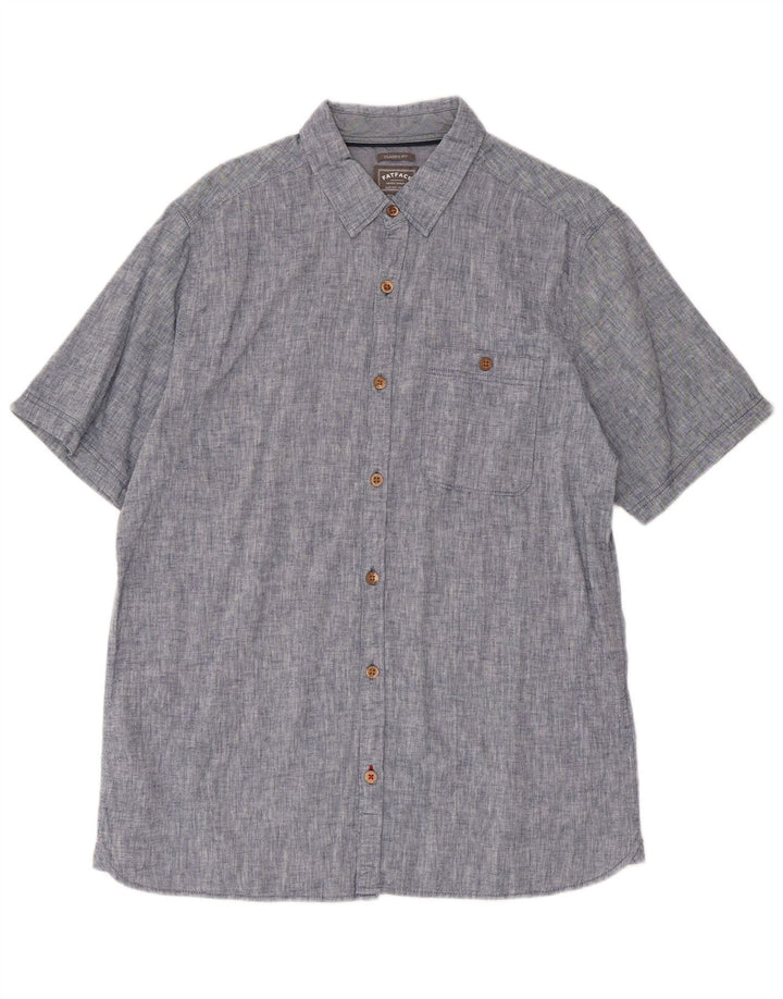 Fat Face Chemise Classique à Manches Courtes Homme Bleu Moyen Lin