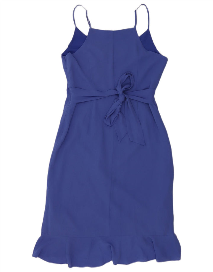 Oasis Robe fourreau sans manches à volants sur le devant pour femme Bleu moyen UK 12