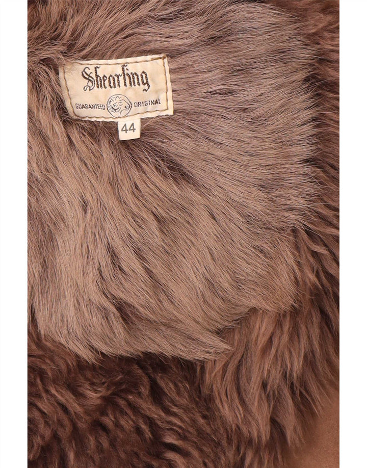 manteau en peau de mouton surdimensionné vintage pour femmes IT 44 Cuir brun moyen