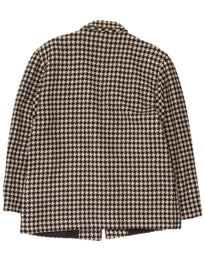 vintage Femme 1 Bouton Blazer Veste UK 14 Moyen Noir Pied-de-poule