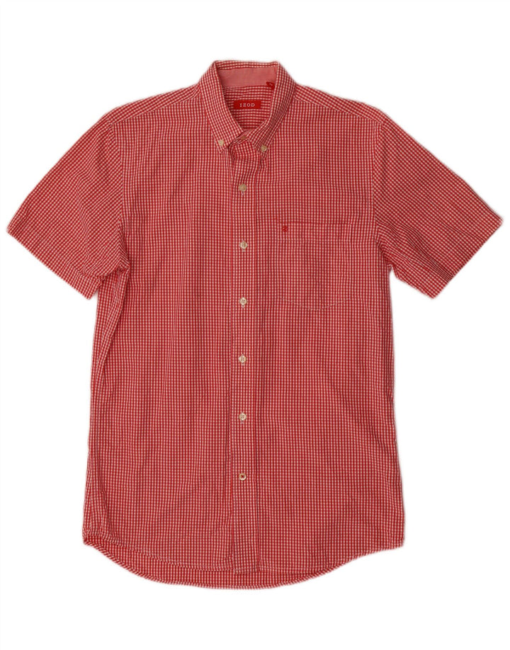 Izod Chemise à manches courtes pour homme en coton vichy rouge