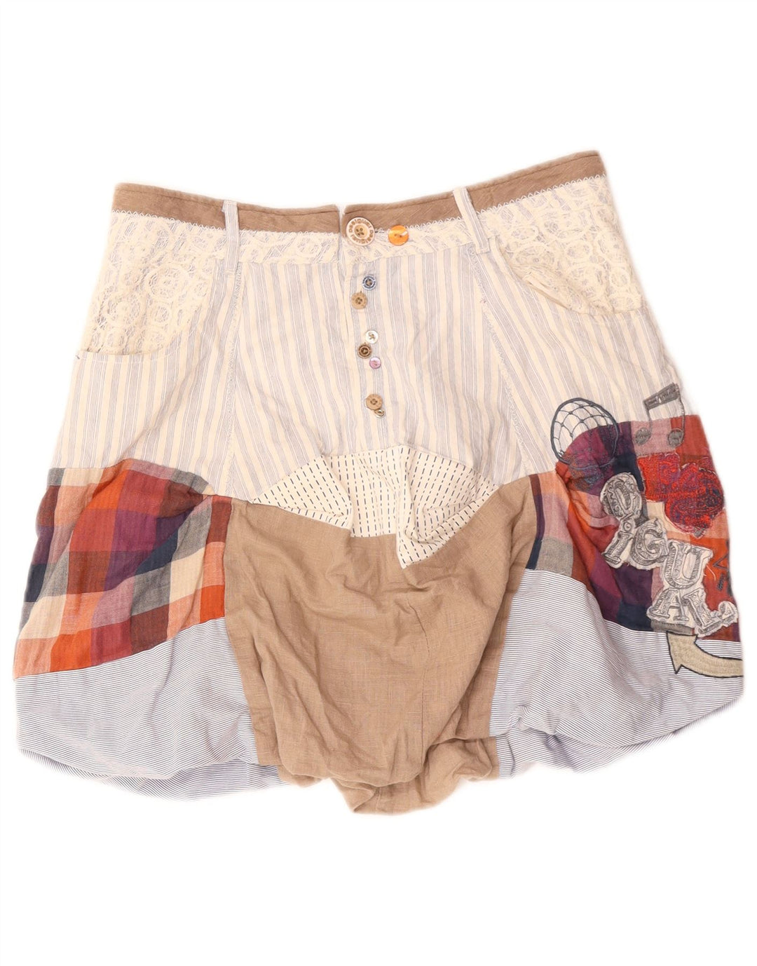 DESIGUAL Jupe Bubble Femme EU 36 Small W30 Patchwork Multicolore