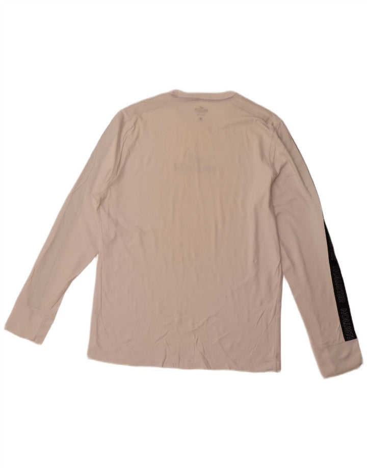 HOLLISTER Haut graphique à manches longues pour hommes, grand coton color block blanc