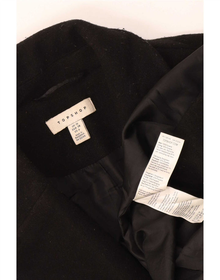 Topshop Manteau surdimensionné à double boutonnage pour femme UK 10 Petit Noir Polyester