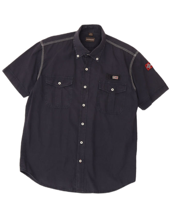 Napapijri Chemise à Manches Courtes Homme Large Bleu Marine Coton