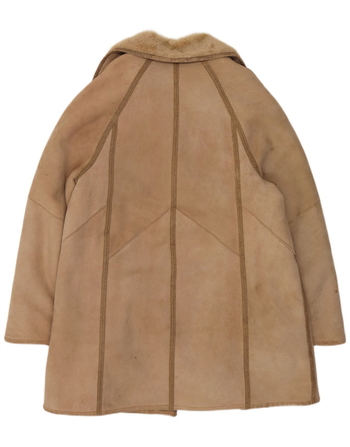 VINTAGE Manteau en peau de mouton pour femme IT 46 Grand mouton en peau de mouton beige