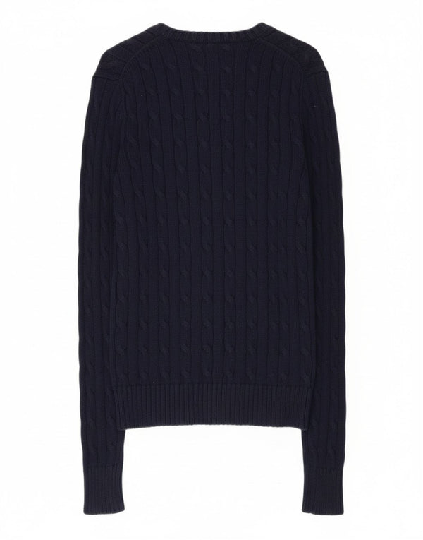 Polo Ralph Lauren Womens V-Neck Jumper Sweater UK 6 Small Navy Blue Cotton