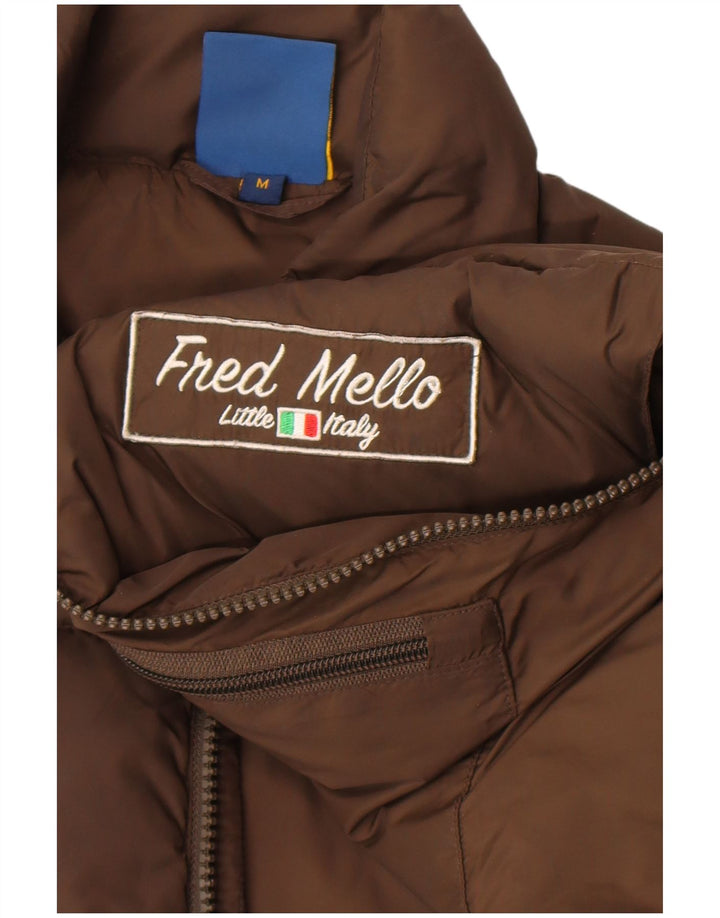 Fred Mello Gilet rembourré graphique pour homme UK 40 Marron moyen Polyamide