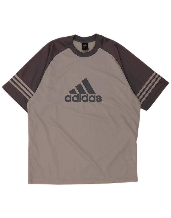 ADIDAS T-shirt Climalite Graphic pour homme UK 42/44 Large Gris Colorblock