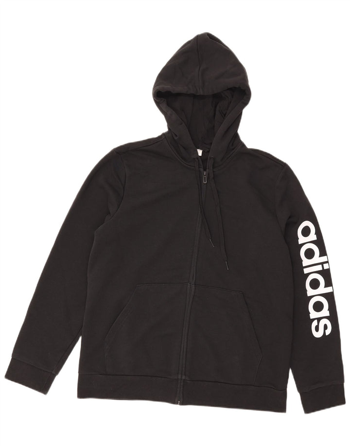 Adidas Pull à capuche zippé graphique pour hommes, grand noir