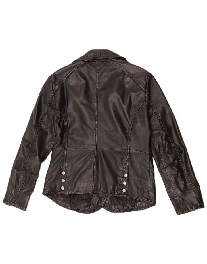 Veste motard en cuir femme vintage EU 42 Grand cuir noir