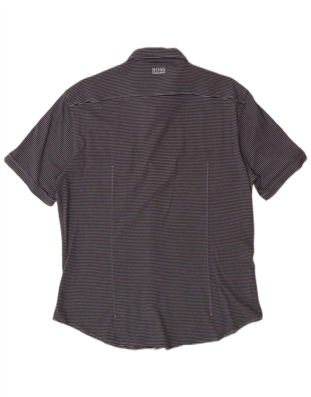 HUGO BOSS Chemise Slim Fit à manches courtes pour hommes, grands rayures bleu marine