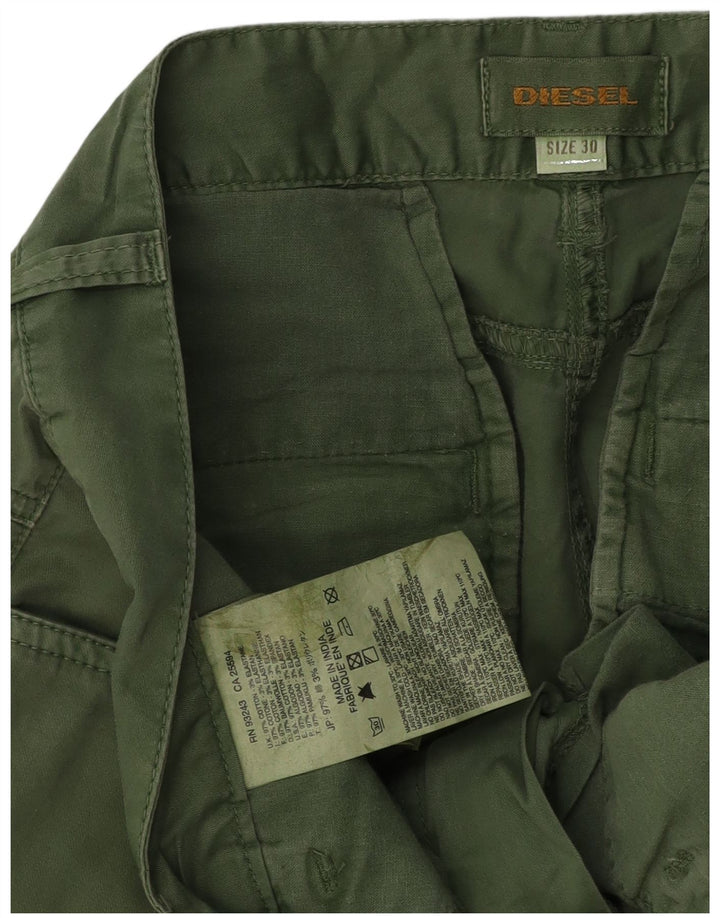 DIESEL Pantalon Cargo Slim Femme W30 L30 Vert Coton