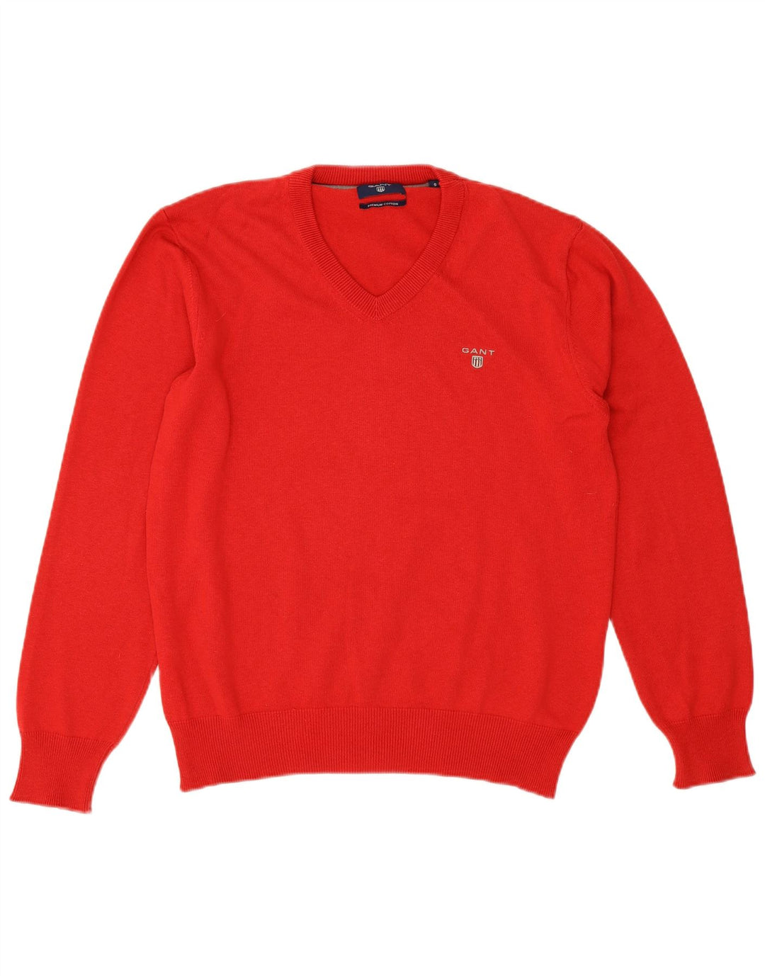Gant Pull Col V Homme Petit Rouge Coton