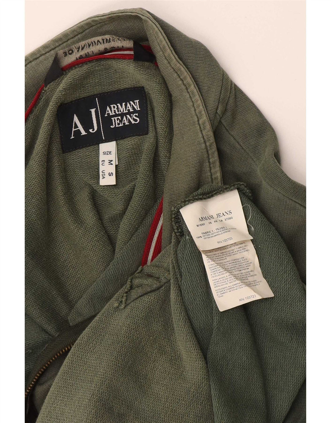 Armani Jeans Veste De Survêtement Homme Vert Moyen Coton