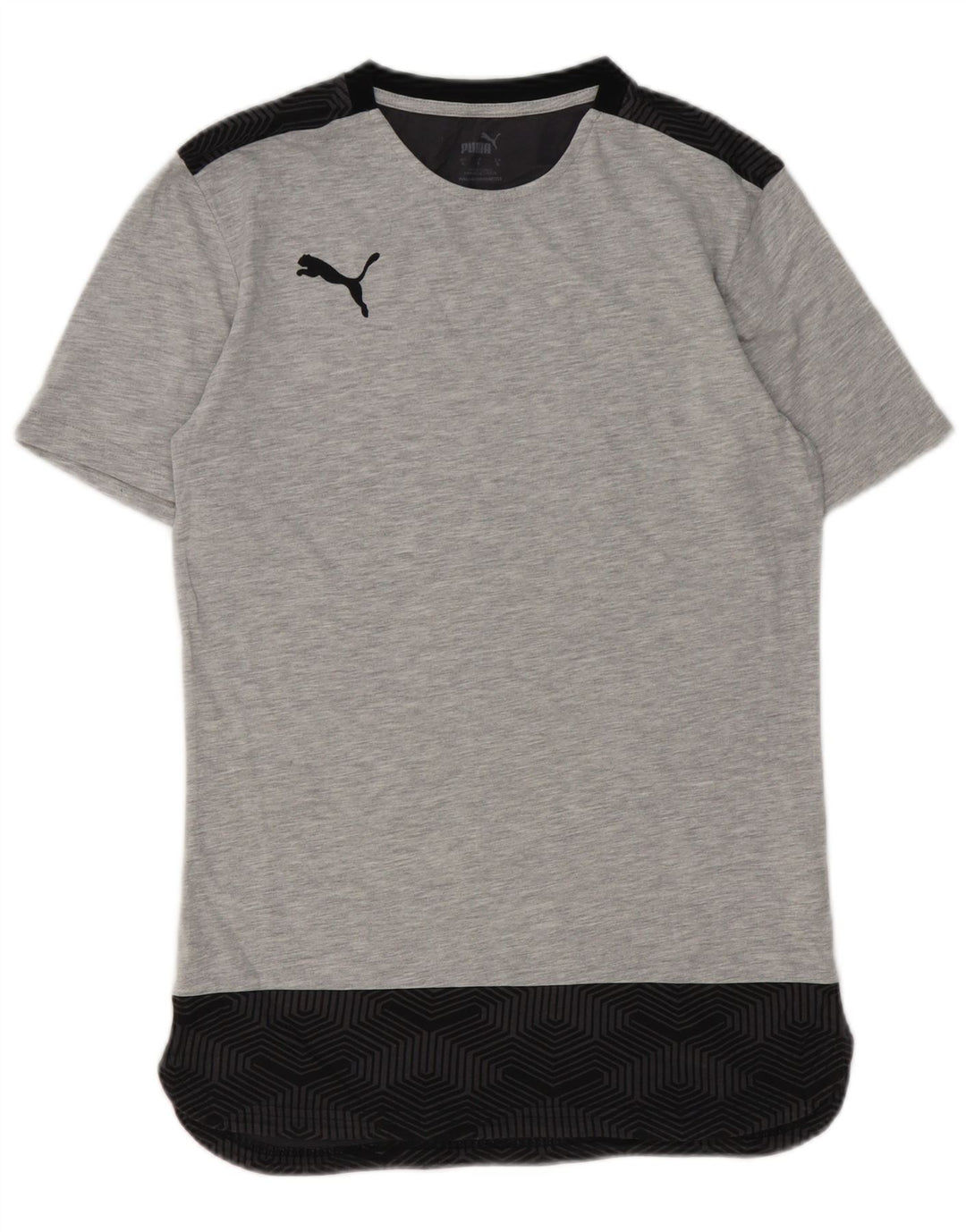 Puma T-Shirt Top Homme Petit Gris Géométrique Coton