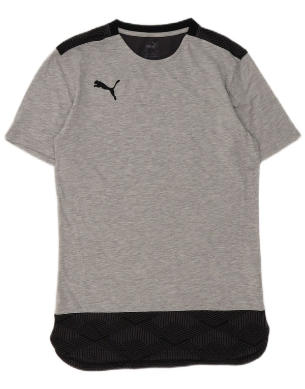 Puma T-Shirt Top Homme Petit Gris Géométrique Coton