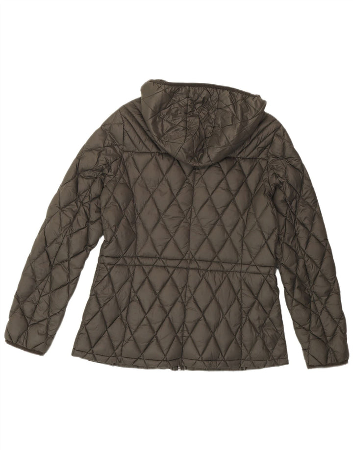 MICHAEL KORS Veste matelassée à capuche pour femme UK 14 Nylon gris moyen