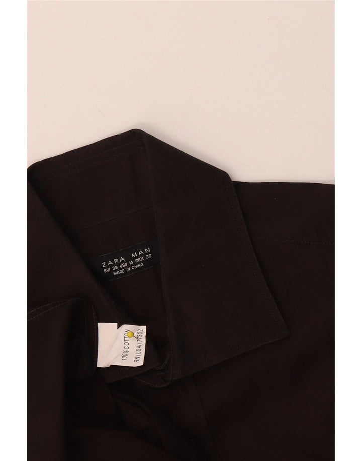 Zara Chemise Homme EU 38 Coton Marron Moyen