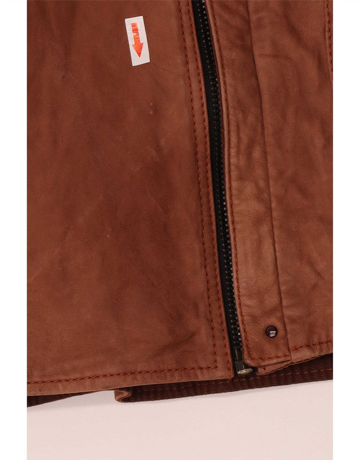 G-Star Veste de motard en daim pour homme UK 40 Large Cuir Marron