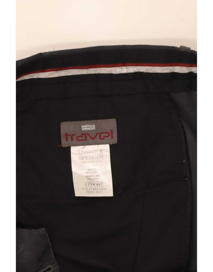 Marks & Spencer Pantalon Chino Droit Homme W36 L31 Bleu Polyester