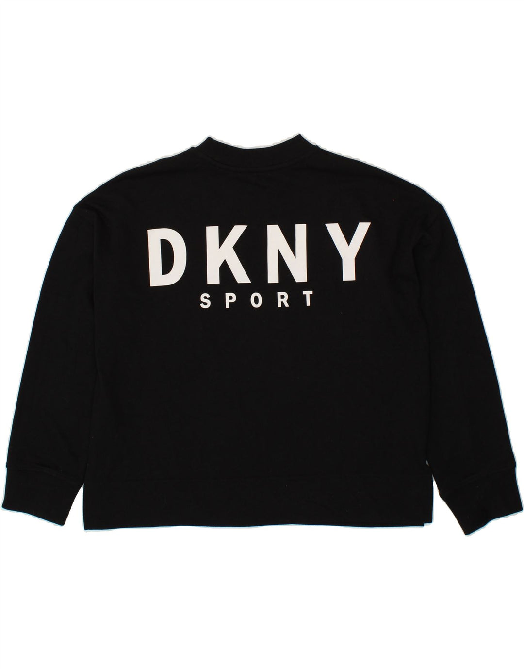 DKNY Womens Oversized Crop Graphic Sweatshirt Jumper UK 14 Medium Black Vintage Dkny and Second-Hand Dkny from Messina Hembry 