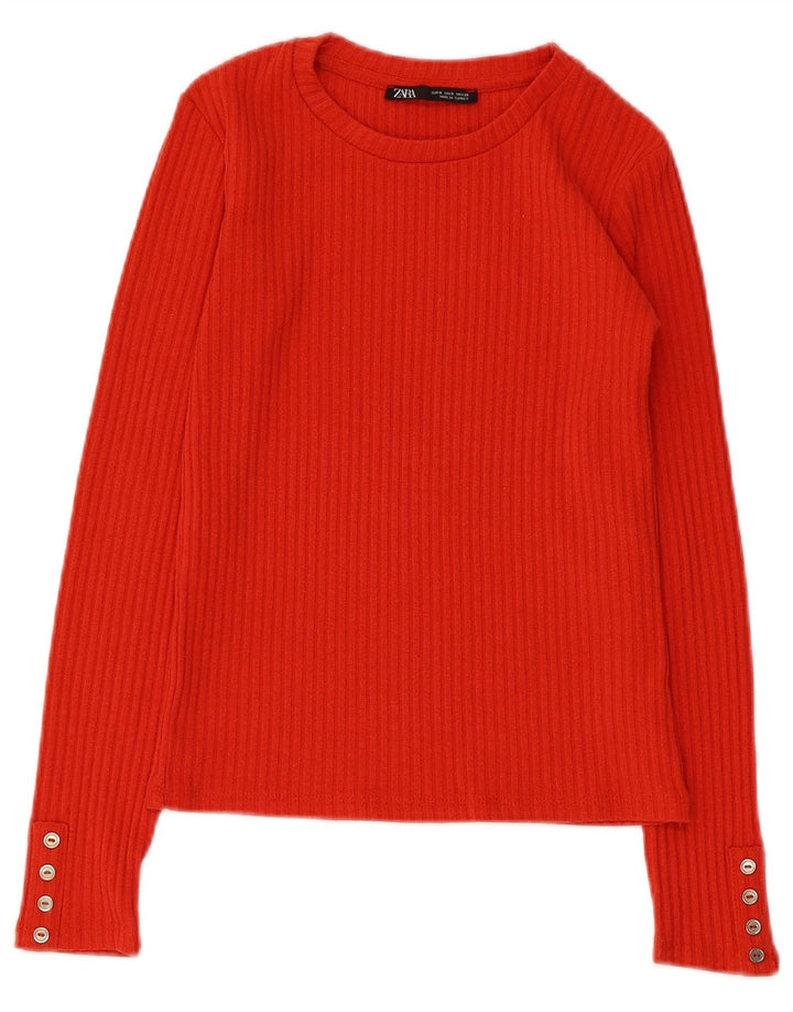 Zara Femme Top Manches Longues UK 8 Small Rouge