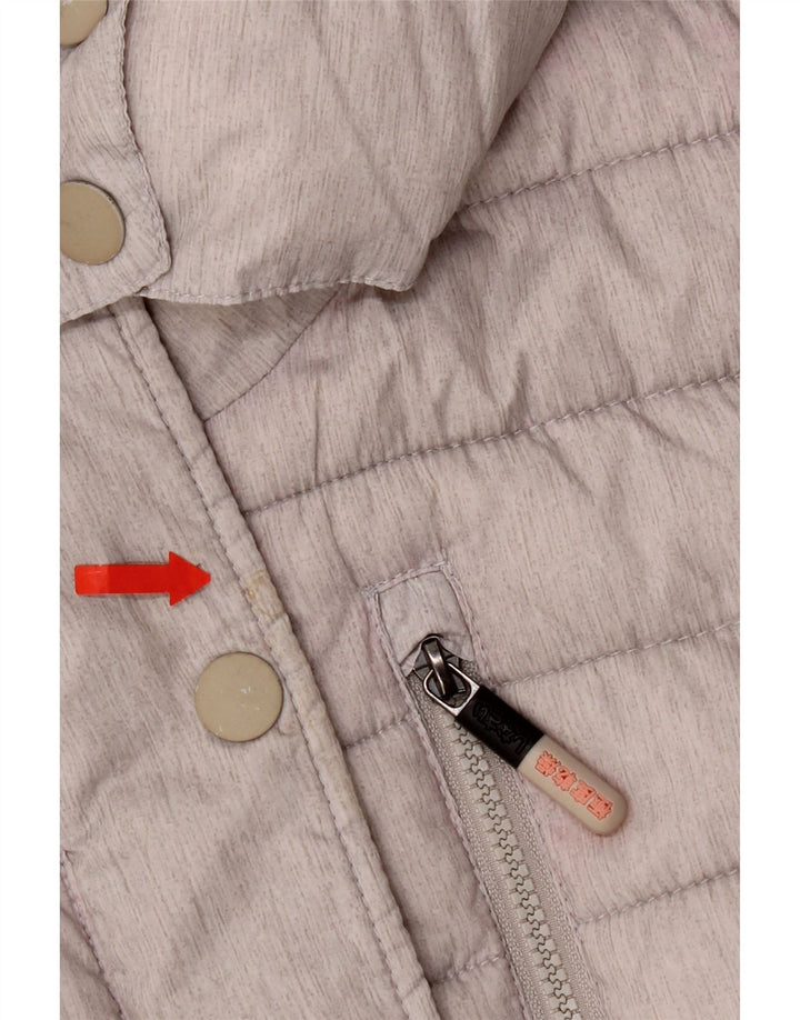 Superdry Veste matelassée à capuche pour femme UK 14 Large Gris Polyester