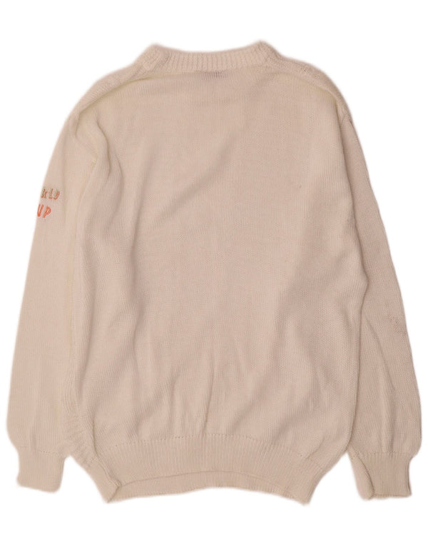 Marronetto Pull à col rond pour femme UK 16 Grand coton blanc