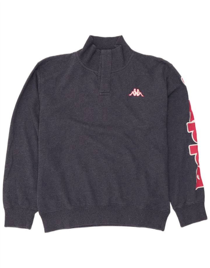 KAPPA Sweat-shirt graphique à col zippé pour homme en coton bleu marine Taille L