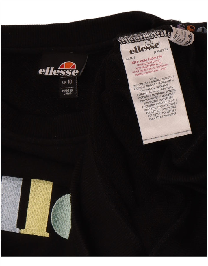 Ellesse Sweat-shirt surdimensionné graphique pour femme UK 10 Small Noir