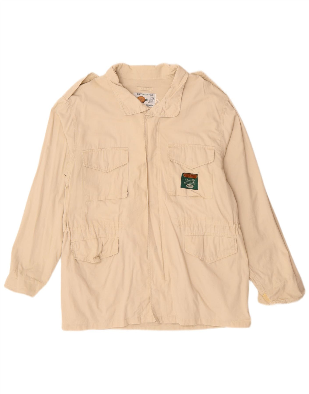 VINTAGE Veste militaire homme UK 40 Grand coton beige